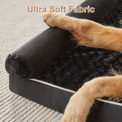 Orthopedic Washable Large Dog Bed for Senior Dog Comfy Sleep | Waterproof Big Soft Pet Couch Bed for Dogs Relax with Removable Cover Supportive Egg Crate Foam Grey 36x27 Inch