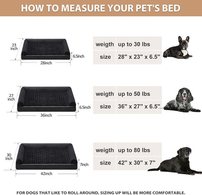 Orthopedic Washable Large Dog Bed for Senior Dog Comfy Sleep | Waterproof Big Soft Pet Couch Bed for Dogs Relax with Removable Cover Supportive Egg Crate Foam Grey 36x27 Inch