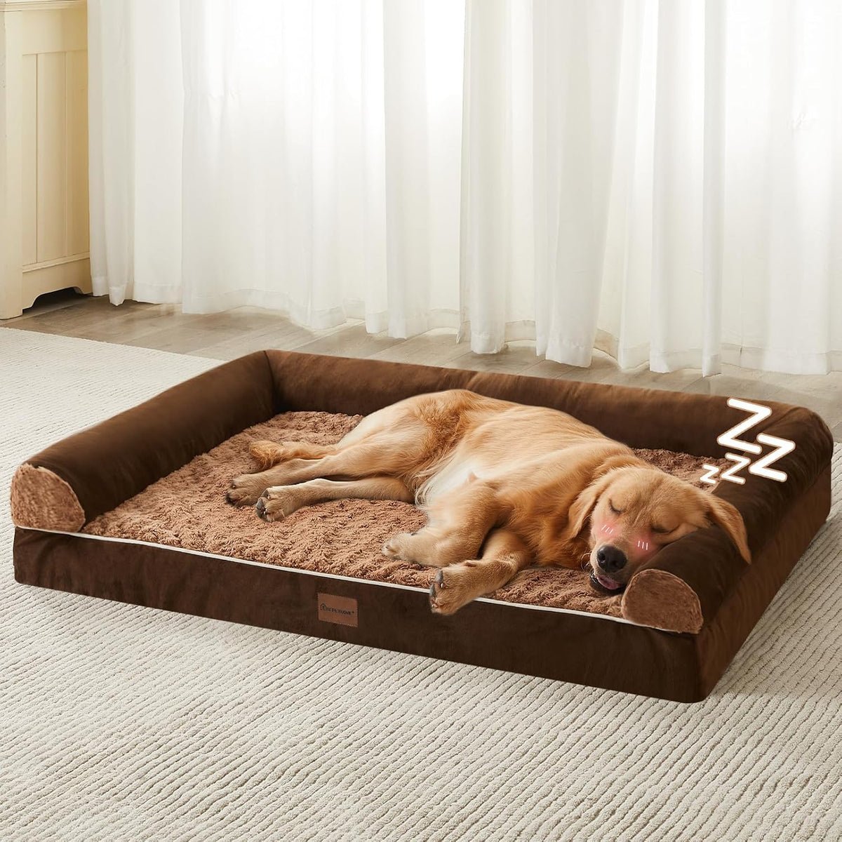 Orthopedic Washable Large Dog Bed for Senior Dog Comfy Sleep | Waterproof Big Soft Pet Couch Bed for Dogs Relax with Removable Cover Supportive Egg Crate Foam Grey 36x27 Inch
