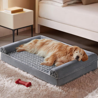 Orthopedic Washable Large Dog Bed for Senior Dog Comfy Sleep | Waterproof Big Soft Pet Couch Bed for Dogs Relax with Removable Cover Supportive Egg Crate Foam Grey 36x27 Inch