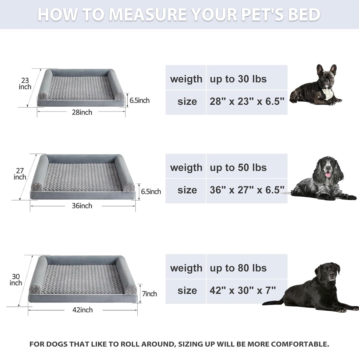 Orthopedic Washable Large Dog Bed for Senior Dog Comfy Sleep | Waterproof Big Soft Pet Couch Bed for Dogs Relax with Removable Cover Supportive Egg Crate Foam Grey 36x27 Inch