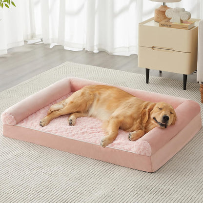 Orthopedic Washable Large Dog Bed for Senior Dog Comfy Sleep | Waterproof Big Soft Pet Couch Bed for Dogs Relax with Removable Cover Supportive Egg Crate Foam Grey 36x27 Inch