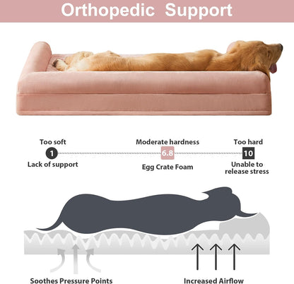Orthopedic Washable Large Dog Bed for Senior Dog Comfy Sleep | Waterproof Big Soft Pet Couch Bed for Dogs Relax with Removable Cover Supportive Egg Crate Foam Grey 36x27 Inch