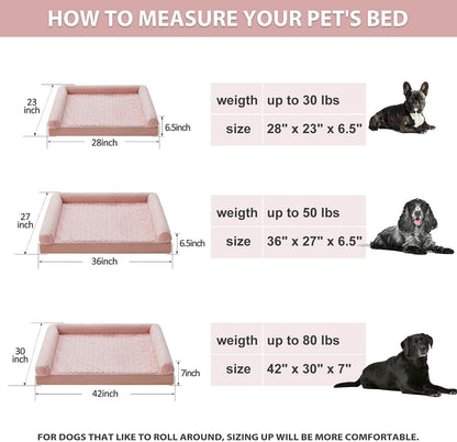 Orthopedic Washable Large Dog Bed for Senior Dog Comfy Sleep | Waterproof Big Soft Pet Couch Bed for Dogs Relax with Removable Cover Supportive Egg Crate Foam Grey 36x27 Inch