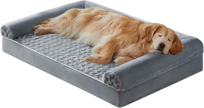 Orthopedic Washable Large Dog Bed for Senior Dog Comfy Sleep | Waterproof Big Soft Pet Couch Bed for Dogs Relax with Removable Cover Supportive Egg Crate Foam Grey 36x27 Inch