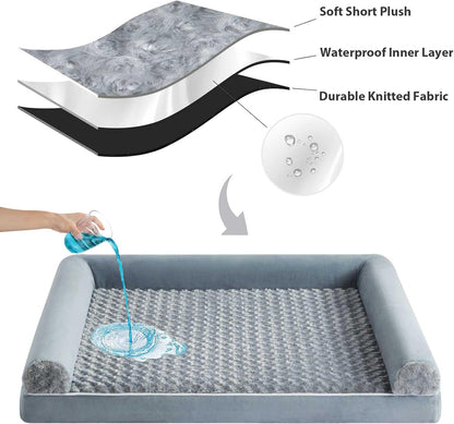 Orthopedic Washable Large Dog Bed for Senior Dog Comfy Sleep | Waterproof Big Soft Pet Couch Bed for Dogs Relax with Removable Cover Supportive Egg Crate Foam Grey 36x27 Inch