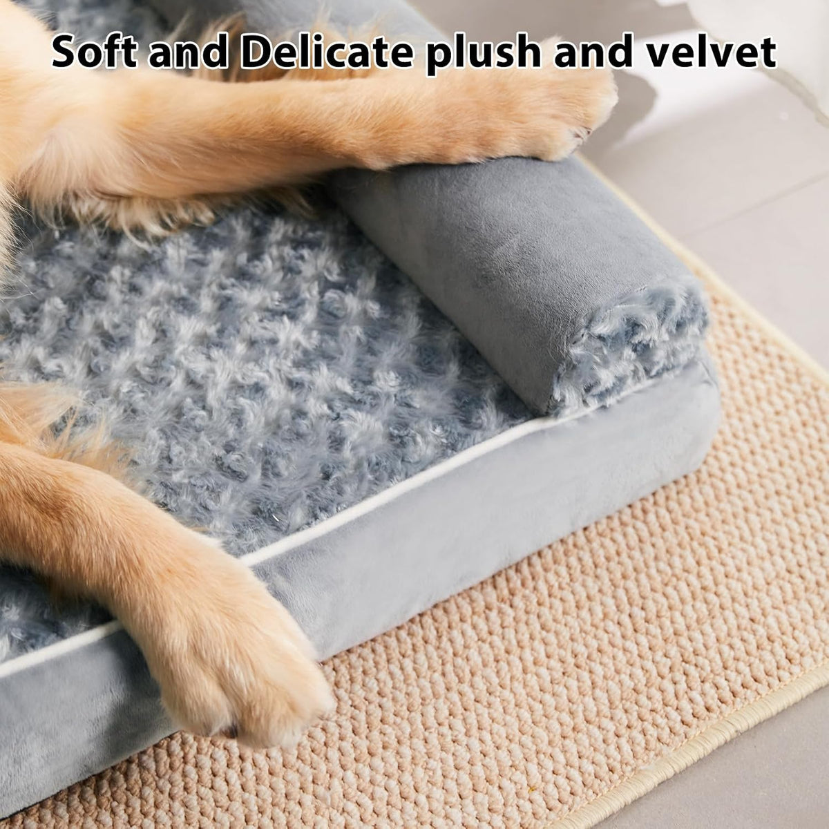 Orthopedic Washable Large Dog Bed for Senior Dog Comfy Sleep | Waterproof Big Soft Pet Couch Bed for Dogs Relax with Removable Cover Supportive Egg Crate Foam Grey 36x27 Inch