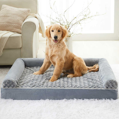 Orthopedic Washable Large Dog Bed for Senior Dog Comfy Sleep | Waterproof Big Soft Pet Couch Bed for Dogs Relax with Removable Cover Supportive Egg Crate Foam Grey 36x27 Inch