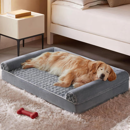 Orthopedic Washable Large Dog Bed for Senior Dog Comfy Sleep | Waterproof Big Soft Pet Couch Bed for Dogs Relax with Removable Cover Supportive Egg Crate Foam Grey 36x27 Inch