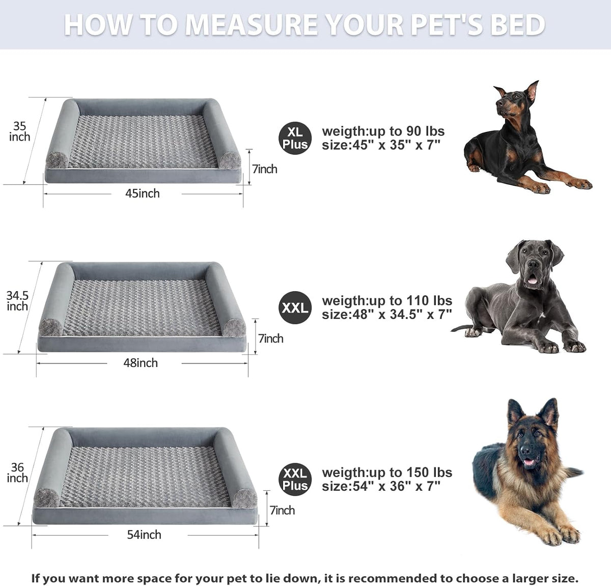 Orthopedic Washable Large Dog Bed for Senior Dog Comfy Sleep | Waterproof Big Soft Pet Couch Bed for Dogs Relax with Removable Cover Supportive Egg Crate Foam Grey 36x27 Inch