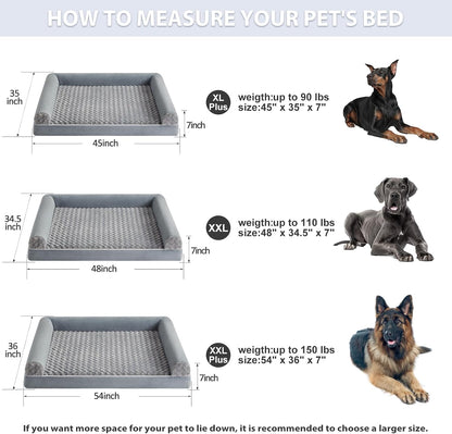 Orthopedic Washable Large Dog Bed for Senior Dog Comfy Sleep | Waterproof Big Soft Pet Couch Bed for Dogs Relax with Removable Cover Supportive Egg Crate Foam Grey 36x27 Inch
