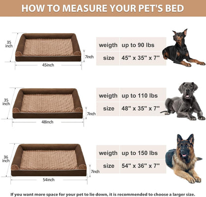 Orthopedic Washable Large Dog Bed for Senior Dog Comfy Sleep | Waterproof Big Soft Pet Couch Bed for Dogs Relax with Removable Cover Supportive Egg Crate Foam Grey 36x27 Inch