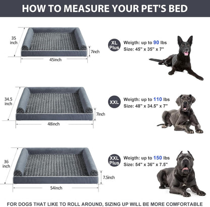 Orthopedic Washable Large Dog Bed for Senior Dog Comfy Sleep | Waterproof Big Soft Pet Couch Bed for Dogs Relax with Removable Cover Supportive Egg Crate Foam Grey 36x27 Inch