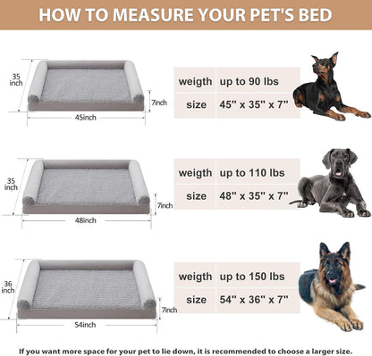 Orthopedic Washable Large Dog Bed for Senior Dog Comfy Sleep | Waterproof Big Soft Pet Couch Bed for Dogs Relax with Removable Cover Supportive Egg Crate Foam Grey 36x27 Inch