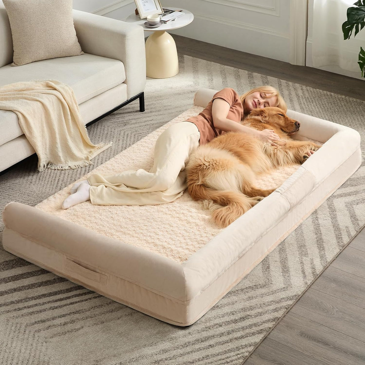 Orthopedic Washable Large Dog Bed for Senior Dog Comfy Sleep | Waterproof Big Soft Pet Couch Bed for Dogs Relax with Removable Cover Supportive Egg Crate Foam Grey 36x27 Inch