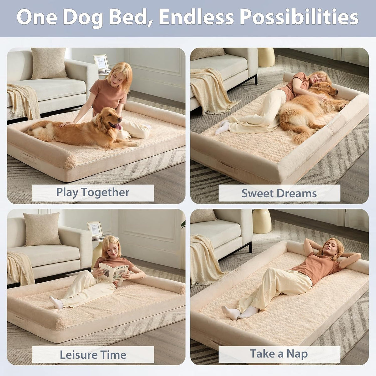 Orthopedic Washable Large Dog Bed for Senior Dog Comfy Sleep | Waterproof Big Soft Pet Couch Bed for Dogs Relax with Removable Cover Supportive Egg Crate Foam Grey 36x27 Inch