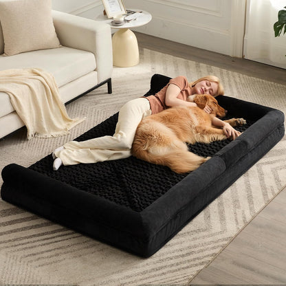 Orthopedic Washable Large Dog Bed for Senior Dog Comfy Sleep | Waterproof Big Soft Pet Couch Bed for Dogs Relax with Removable Cover Supportive Egg Crate Foam Grey 36x27 Inch