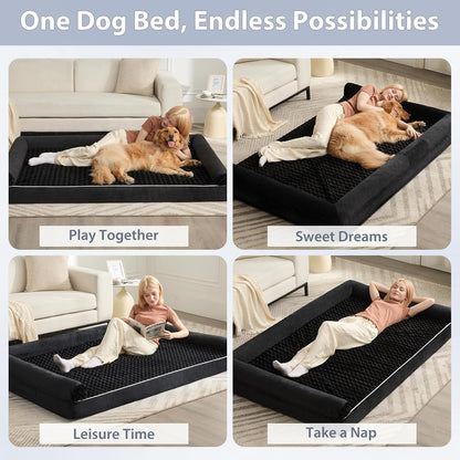 Orthopedic Washable Large Dog Bed for Senior Dog Comfy Sleep | Waterproof Big Soft Pet Couch Bed for Dogs Relax with Removable Cover Supportive Egg Crate Foam Grey 36x27 Inch