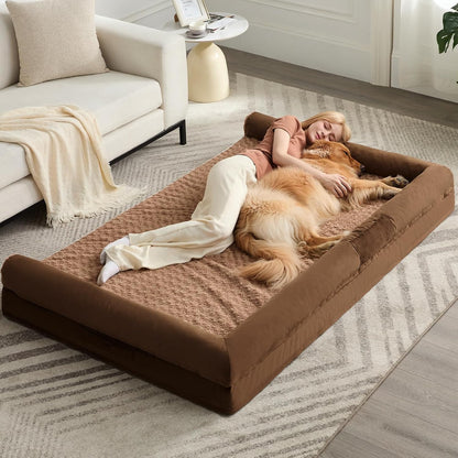 Orthopedic Washable Large Dog Bed for Senior Dog Comfy Sleep | Waterproof Big Soft Pet Couch Bed for Dogs Relax with Removable Cover Supportive Egg Crate Foam Grey 36x27 Inch