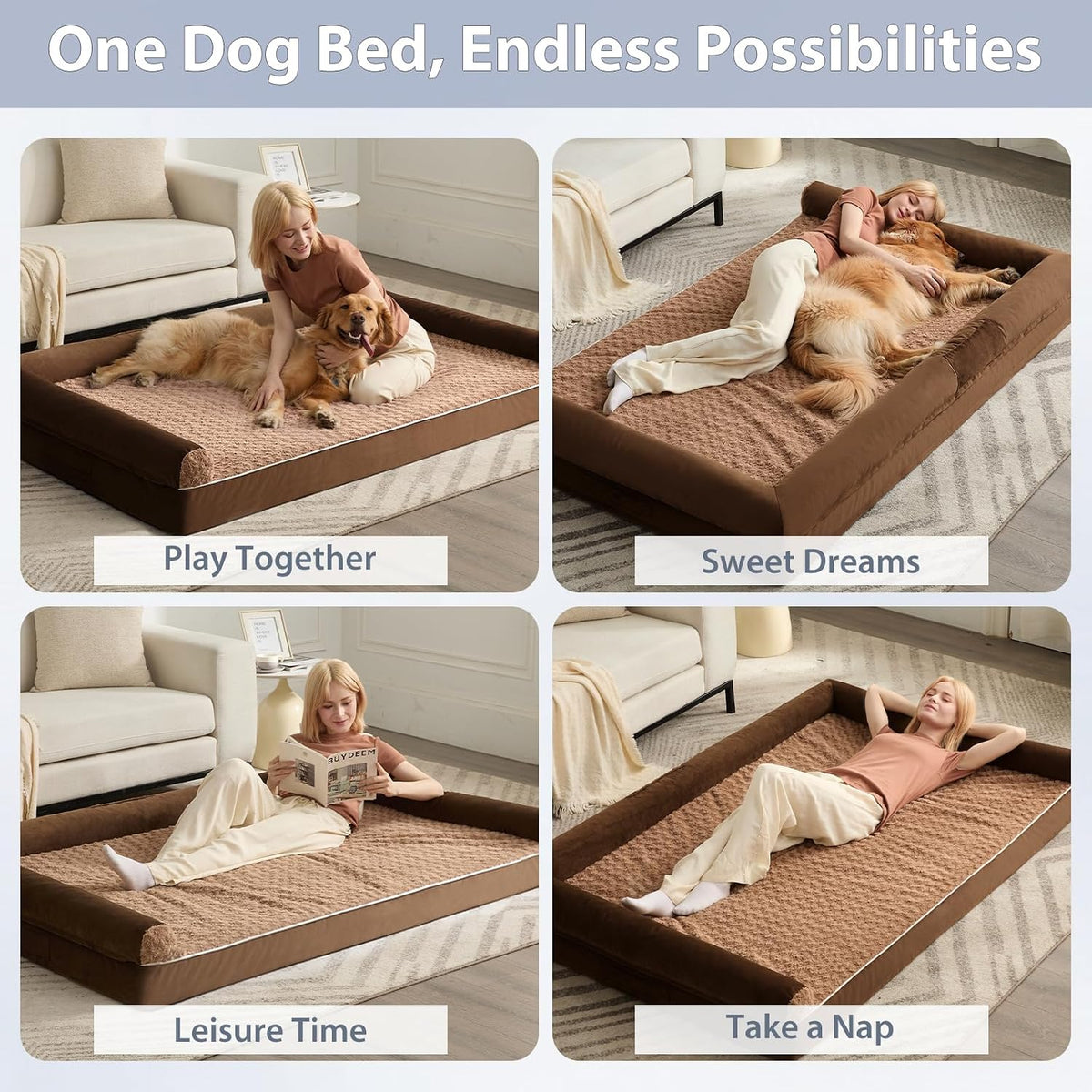 Orthopedic Washable Large Dog Bed for Senior Dog Comfy Sleep | Waterproof Big Soft Pet Couch Bed for Dogs Relax with Removable Cover Supportive Egg Crate Foam Grey 36x27 Inch