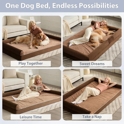 Orthopedic Washable Large Dog Bed for Senior Dog Comfy Sleep | Waterproof Big Soft Pet Couch Bed for Dogs Relax with Removable Cover Supportive Egg Crate Foam Grey 36x27 Inch