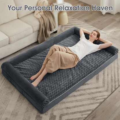 Orthopedic Washable Large Dog Bed for Senior Dog Comfy Sleep | Waterproof Big Soft Pet Couch Bed for Dogs Relax with Removable Cover Supportive Egg Crate Foam Grey 36x27 Inch