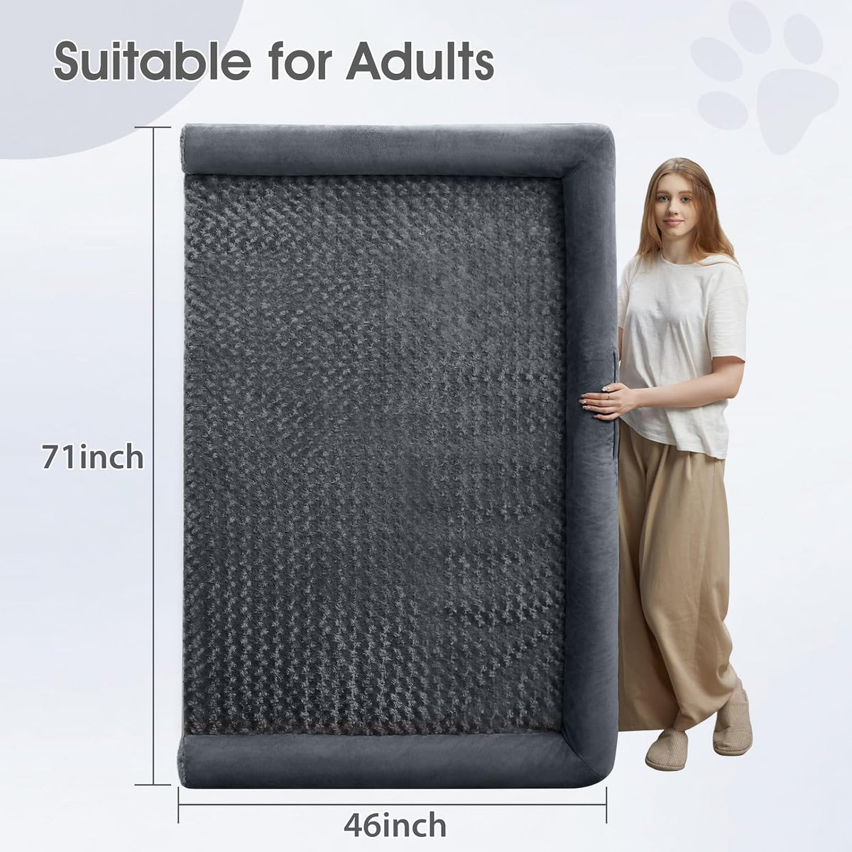 Orthopedic Washable Large Dog Bed for Senior Dog Comfy Sleep | Waterproof Big Soft Pet Couch Bed for Dogs Relax with Removable Cover Supportive Egg Crate Foam Grey 36x27 Inch
