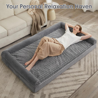 Orthopedic Washable Large Dog Bed for Senior Dog Comfy Sleep | Waterproof Big Soft Pet Couch Bed for Dogs Relax with Removable Cover Supportive Egg Crate Foam Grey 36x27 Inch