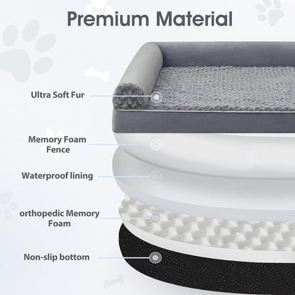 Orthopedic Washable Large Dog Bed for Senior Dog Comfy Sleep | Waterproof Big Soft Pet Couch Bed for Dogs Relax with Removable Cover Supportive Egg Crate Foam Grey 36x27 Inch