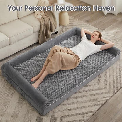 Orthopedic Washable Large Dog Bed for Senior Dog Comfy Sleep | Waterproof Big Soft Pet Couch Bed for Dogs Relax with Removable Cover Supportive Egg Crate Foam Grey 36x27 Inch
