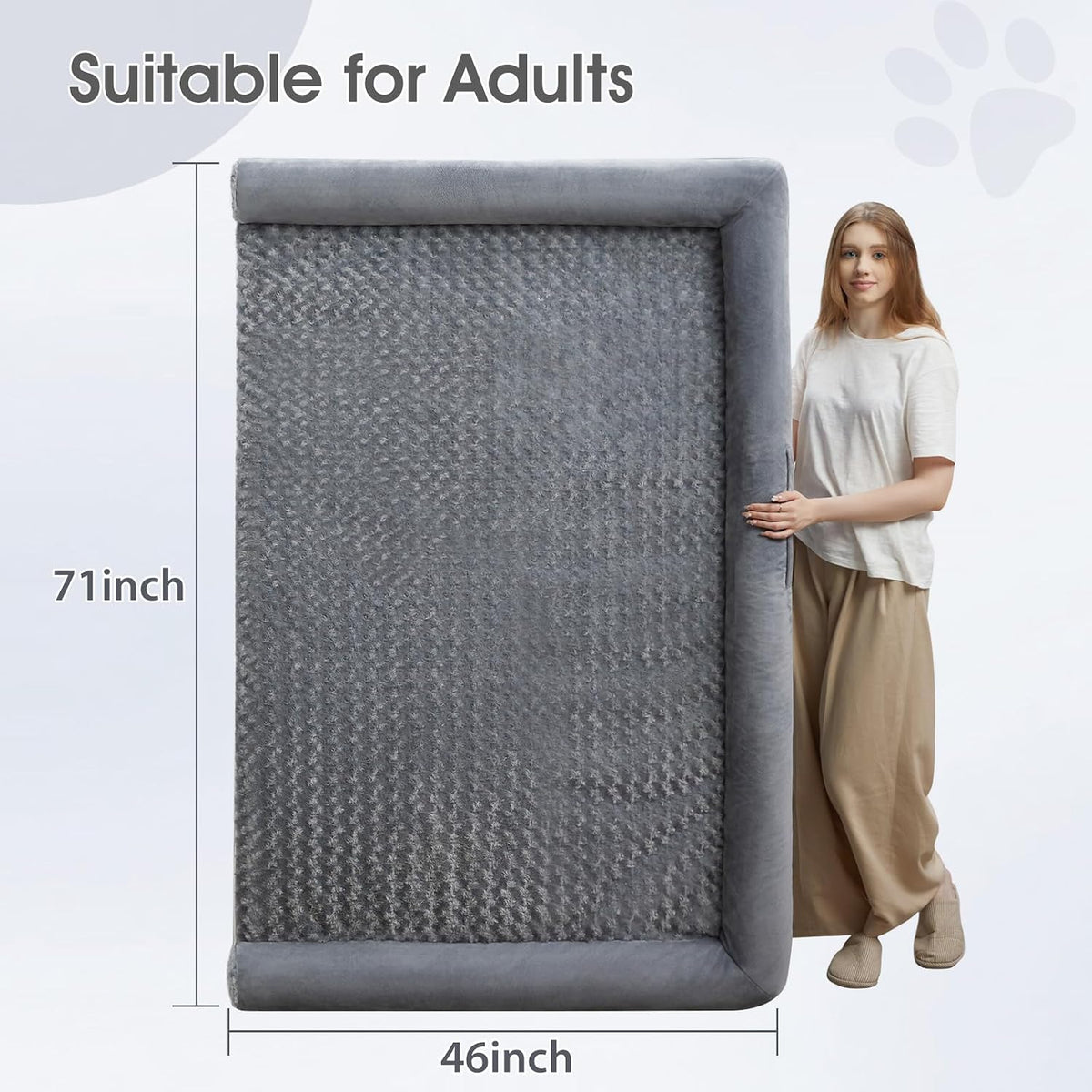 Orthopedic Washable Large Dog Bed for Senior Dog Comfy Sleep | Waterproof Big Soft Pet Couch Bed for Dogs Relax with Removable Cover Supportive Egg Crate Foam Grey 36x27 Inch