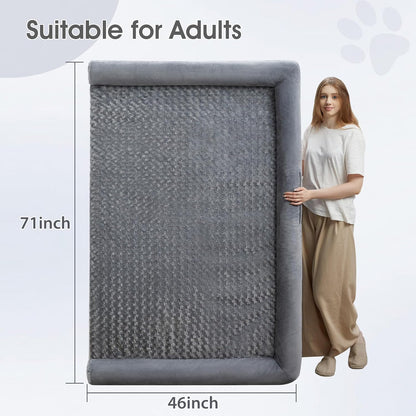 Orthopedic Washable Large Dog Bed for Senior Dog Comfy Sleep | Waterproof Big Soft Pet Couch Bed for Dogs Relax with Removable Cover Supportive Egg Crate Foam Grey 36x27 Inch