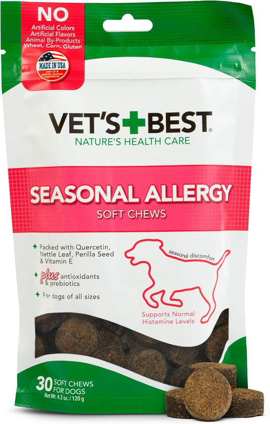 Seasonal Allergy Soft Chews for Dogs, Soothes Dog, 30 Day Supply