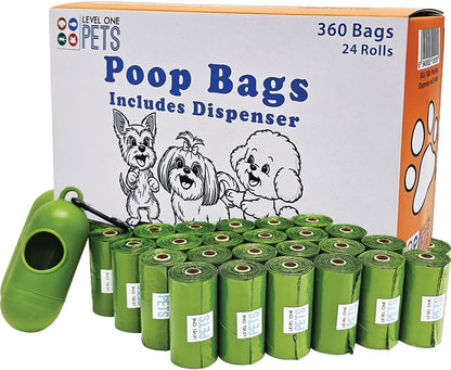 Pet Poop Leak Proof Waste Bags with Dispenser and Leash Clip, Lavender Scented, 9" x 13" Large Size, Bags (150)
