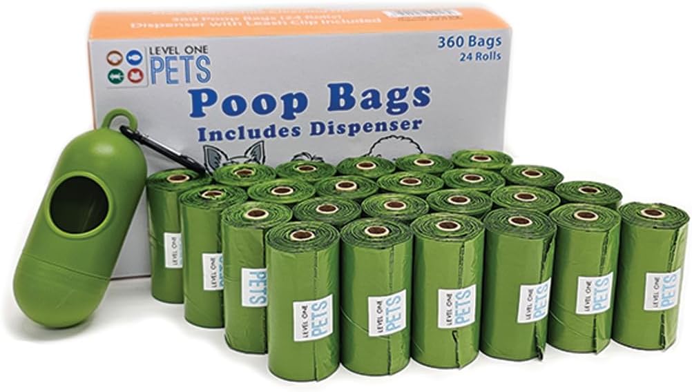 Pet Poop Leak Proof Waste Bags with Dispenser and Leash Clip, Lavender Scented, 9" x 13" Large Size, Bags (150)