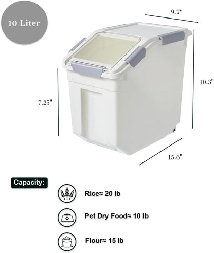 33 Liter / 50 lbs Rice Storage Container with Measuring Cup, BPA free, For Rice | Grain | Pet Food | Flour, White