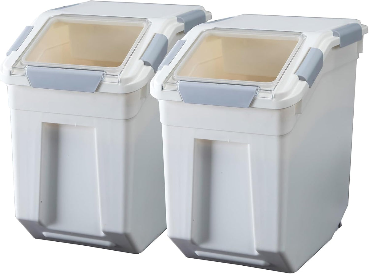33 Liter / 50 lbs Rice Storage Container with Measuring Cup, BPA free, For Rice | Grain | Pet Food | Flour, White