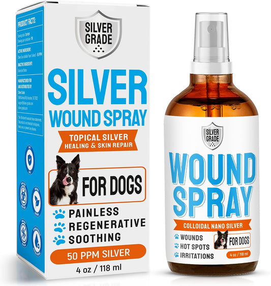 Dog Wound Spray Helps with Hot Spots, Irritations, Bites, Burns, Rashes, Itch, Scratching – Better Use with a Dog Cone to Stop Licking – Safe for Large and Small Breeds – 4 oz