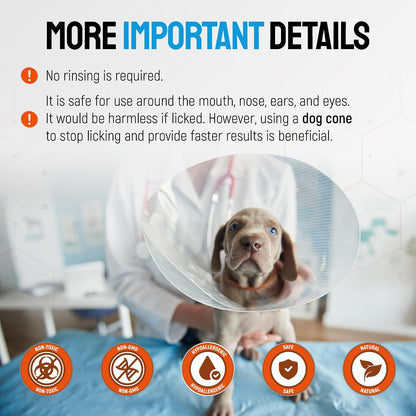 Dog Wound Spray Helps with Hot Spots, Irritations, Bites, Burns, Rashes, Itch, Scratching – Better Use with a Dog Cone to Stop Licking – Safe for Large and Small Breeds – 4 oz