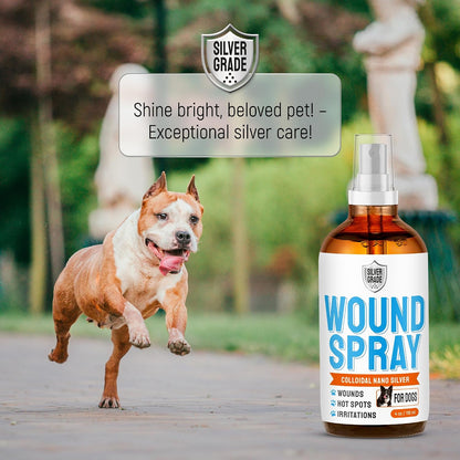 Dog Wound Spray Helps with Hot Spots, Irritations, Bites, Burns, Rashes, Itch, Scratching – Better Use with a Dog Cone to Stop Licking – Safe for Large and Small Breeds – 4 oz
