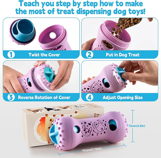 2 Pack Dog Puzzle Toys, Adjustable Treat Dispensing Slow Feeder Toy, Interactive Dog Enrichment Toy for Brain Stimulation and Boredom Relief