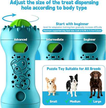 2 Pack Dog Puzzle Toys, Adjustable Treat Dispensing Slow Feeder Toy, Interactive Dog Enrichment Toy for Brain Stimulation and Boredom Relief