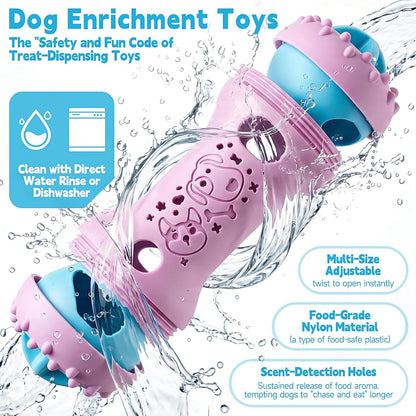 2 Pack Dog Puzzle Toys, Adjustable Treat Dispensing Slow Feeder Toy, Interactive Dog Enrichment Toy for Brain Stimulation and Boredom Relief